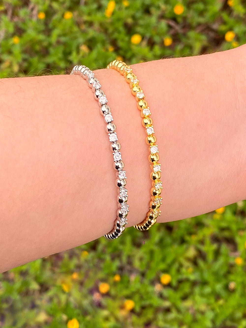 Brazalete Flexible Zirconias Y Bolitas