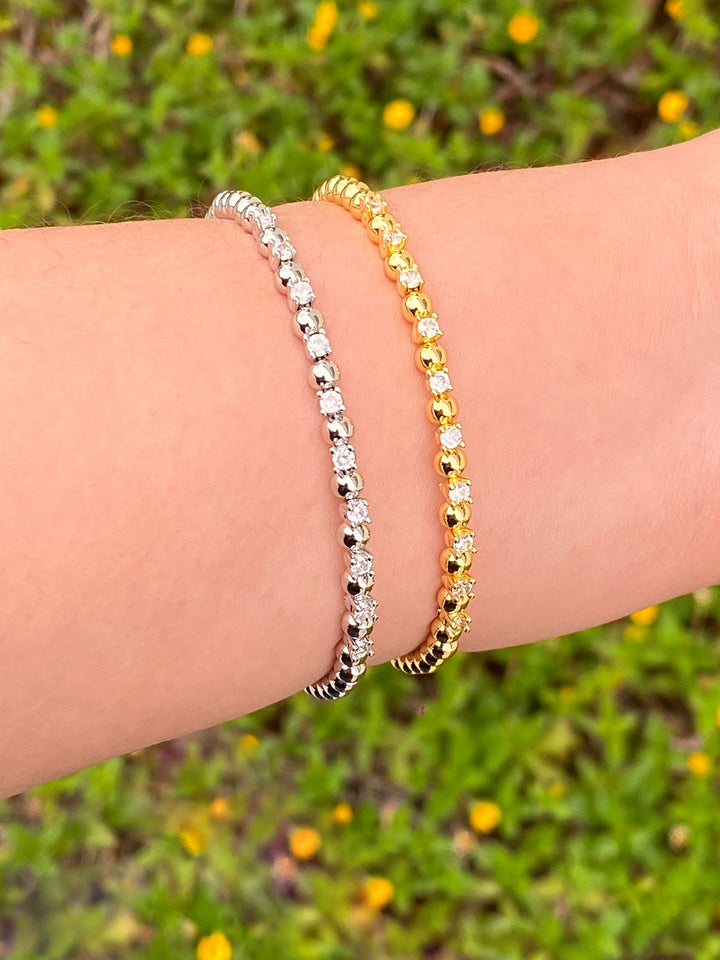Brazalete Flexible Zirconias Y Bolitas