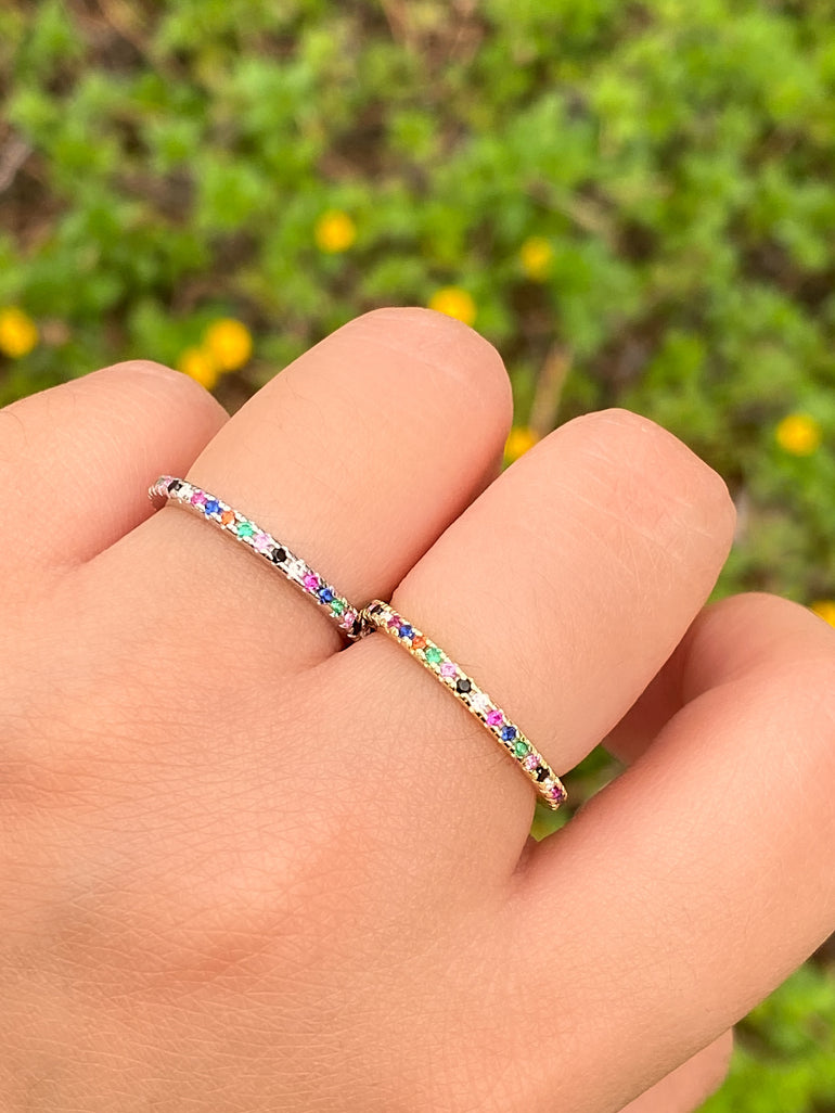 Anillo Churumbela Zirconias Rainbow
