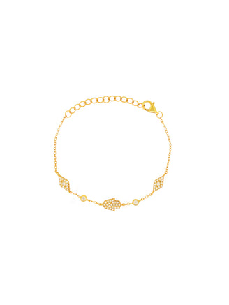 Pulsera Mano De Fatima y Ojos Con Zirconia