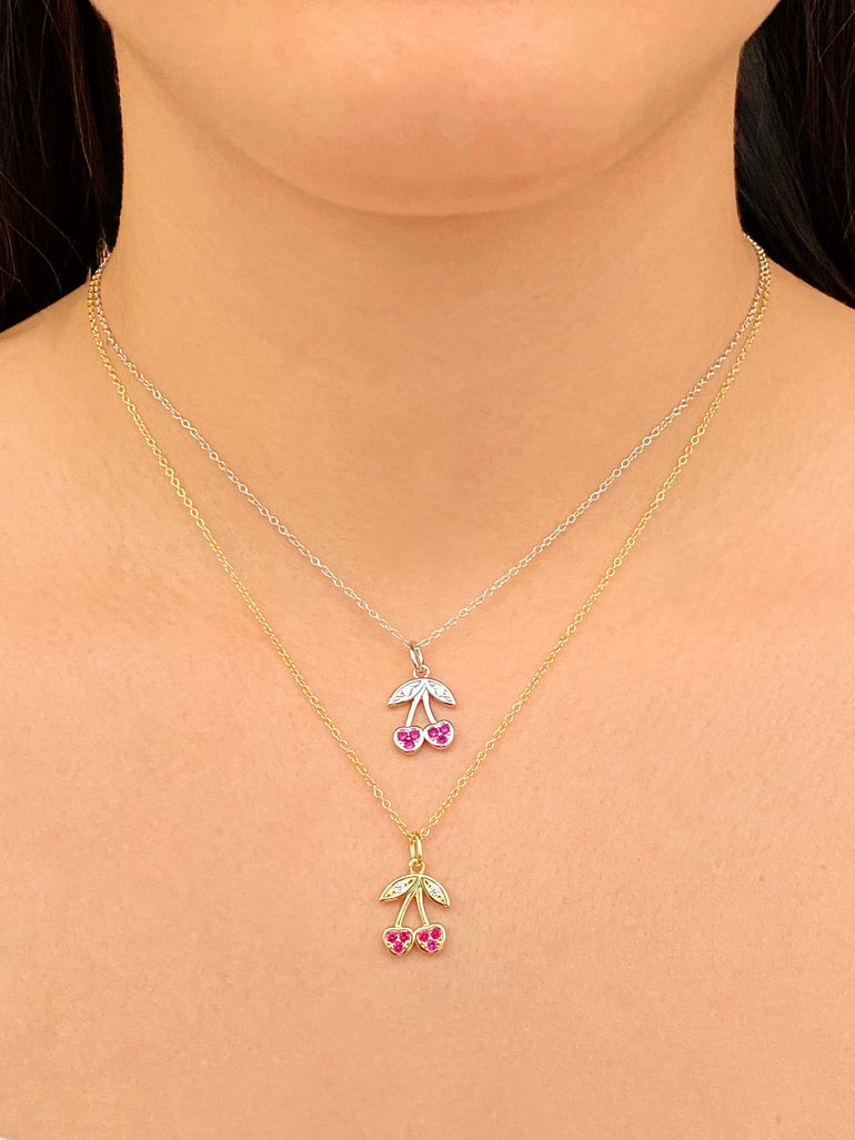 Collar Dije Cerezas Zirconia