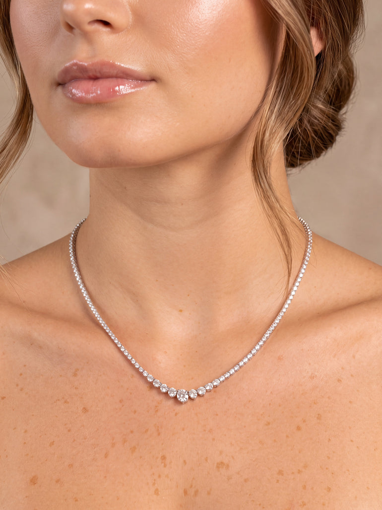 Riviera Tennis Necklace Corte Round 7 Ct Diamantes Lab Grown