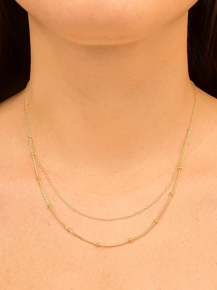 Collar Doble Con Bolitas