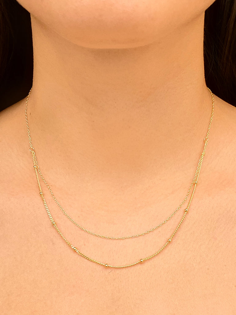 Collar Doble Con Bolitas