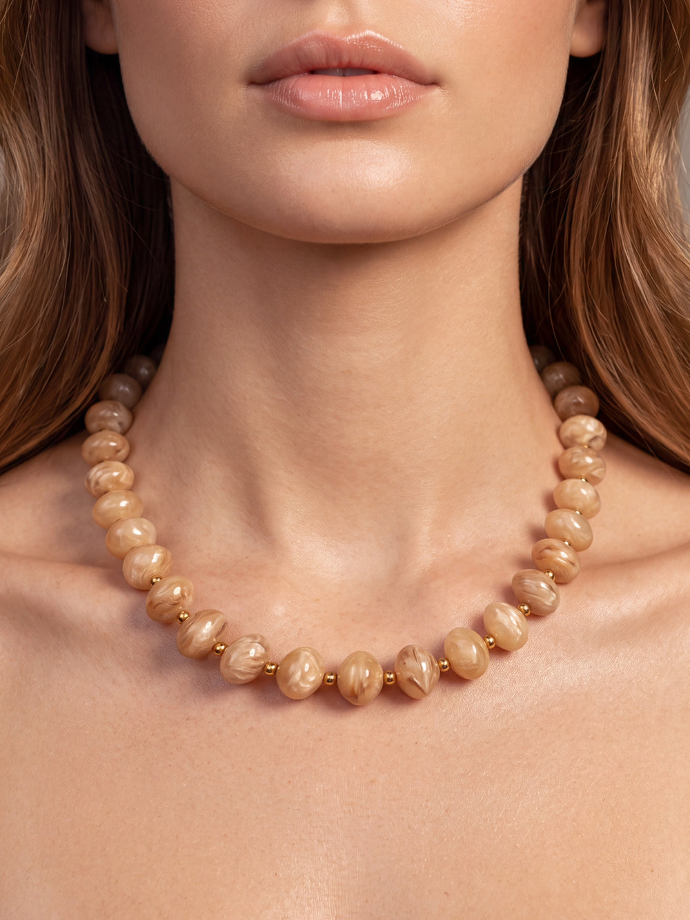 Collar Chunky Bolitas Con Bolitas Doradas