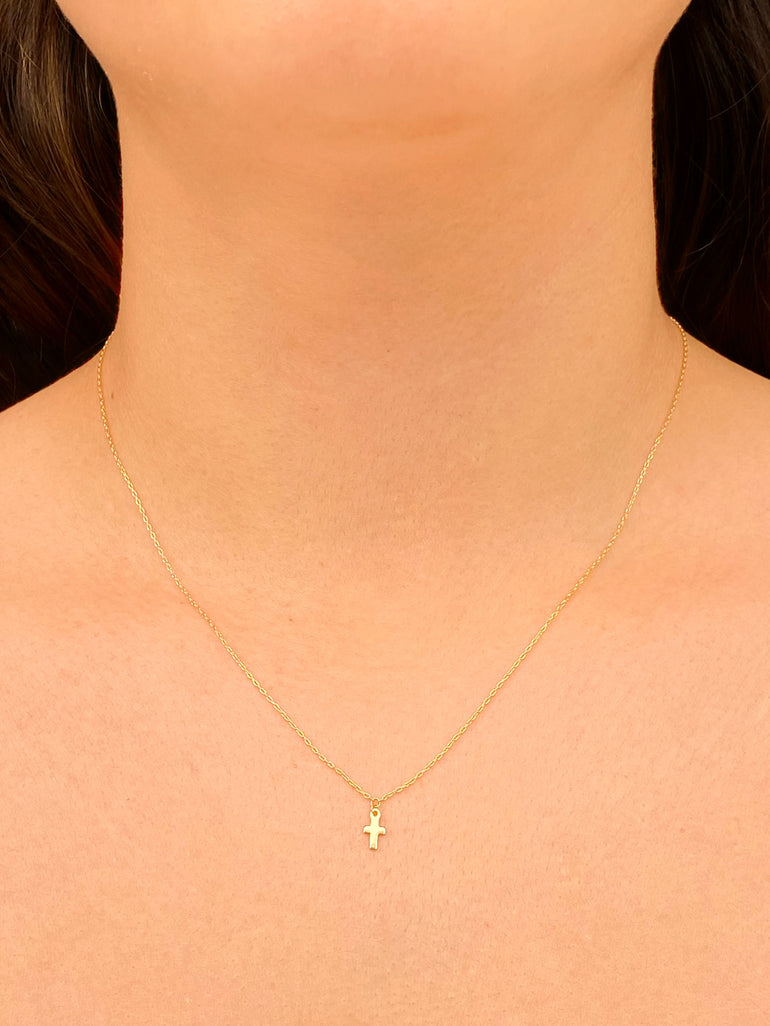 Collar Dije Mini Cruz Oro 14k