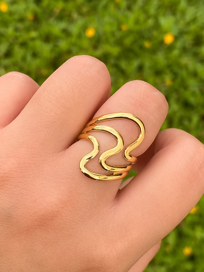Anillo Triple Onda Abierto