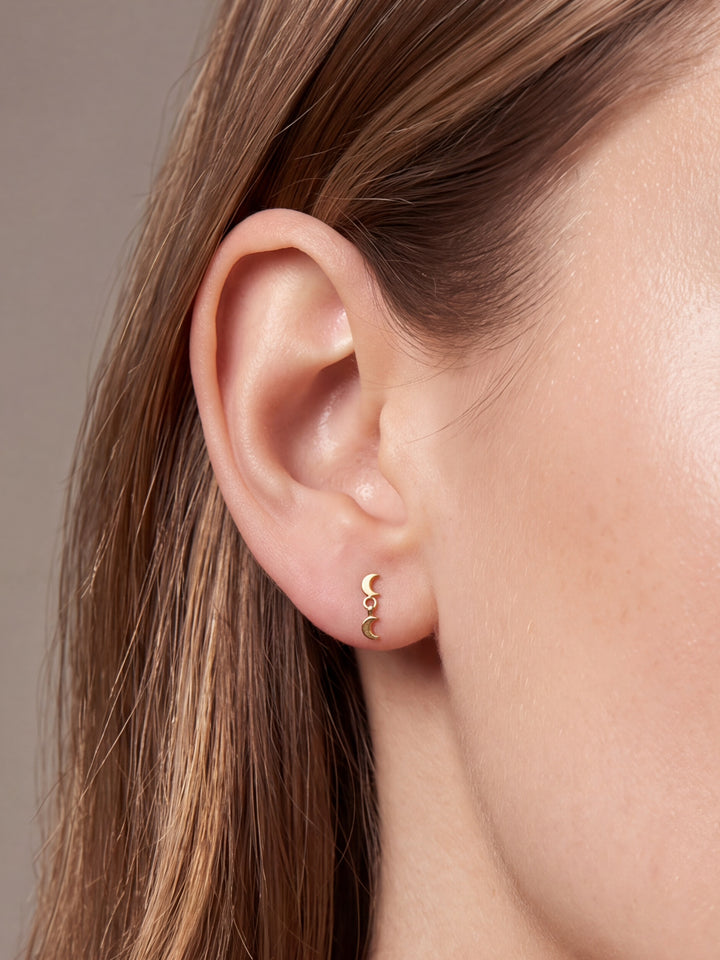 Arete Doble Luna Primera Perforacion Titanio