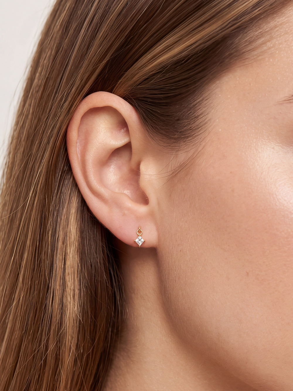 Arete Colgante Zirconia Rombo Acero Inoxidable