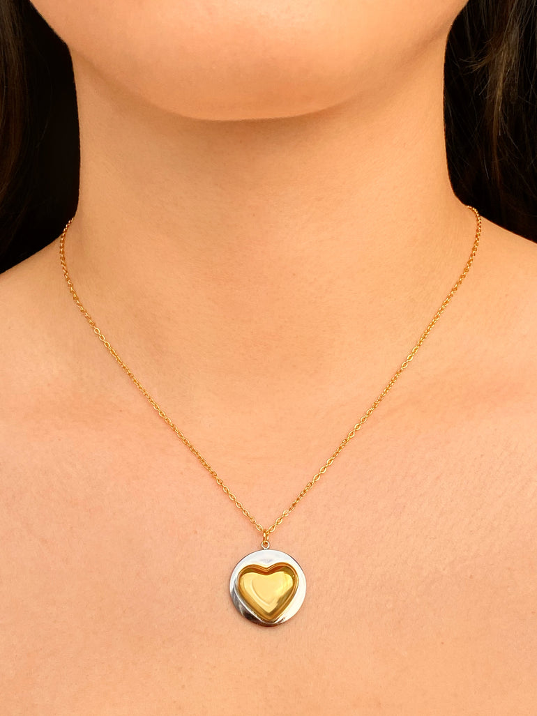 Collar Con Corazon Combinado