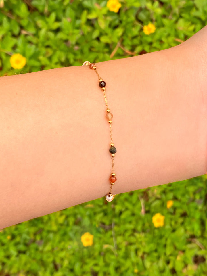 Pulsera Eslabones Con Piedras Colores