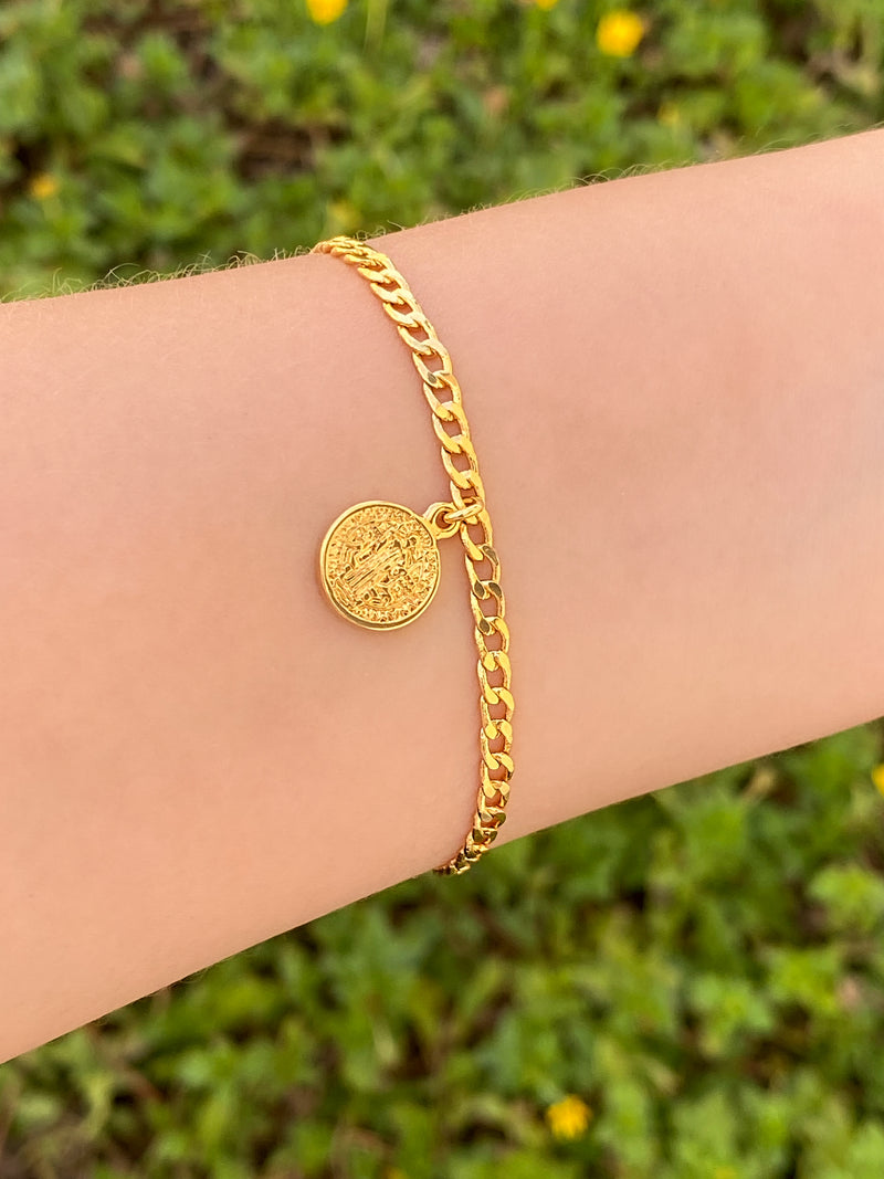 Pulsera Cadena 4 mm Con San Benito