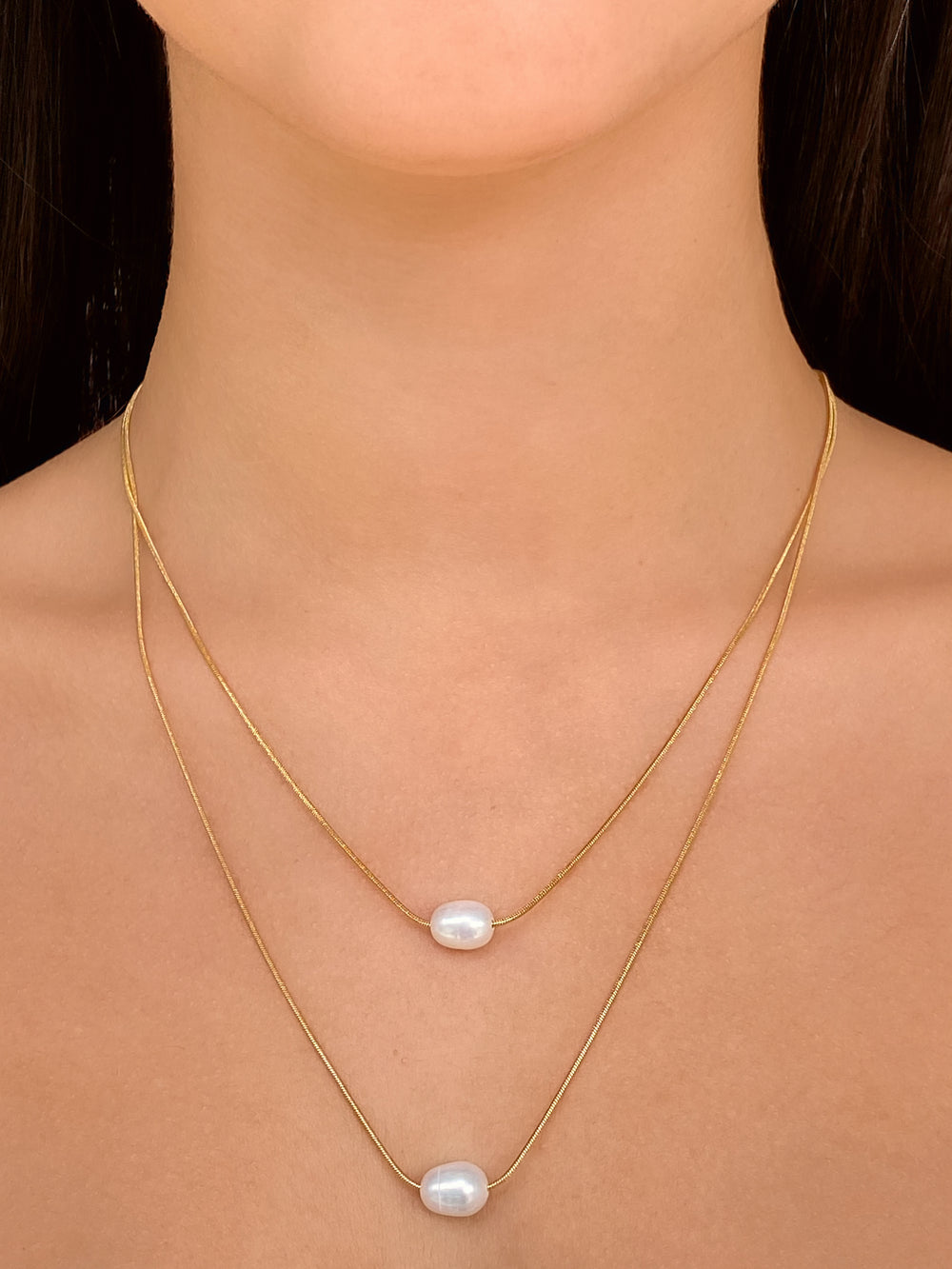 Collar Doble Con Perla