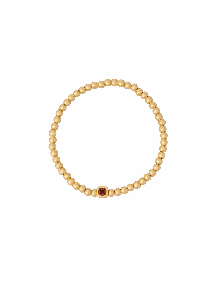 Pulsera Birthstone Bolitas Doradas
