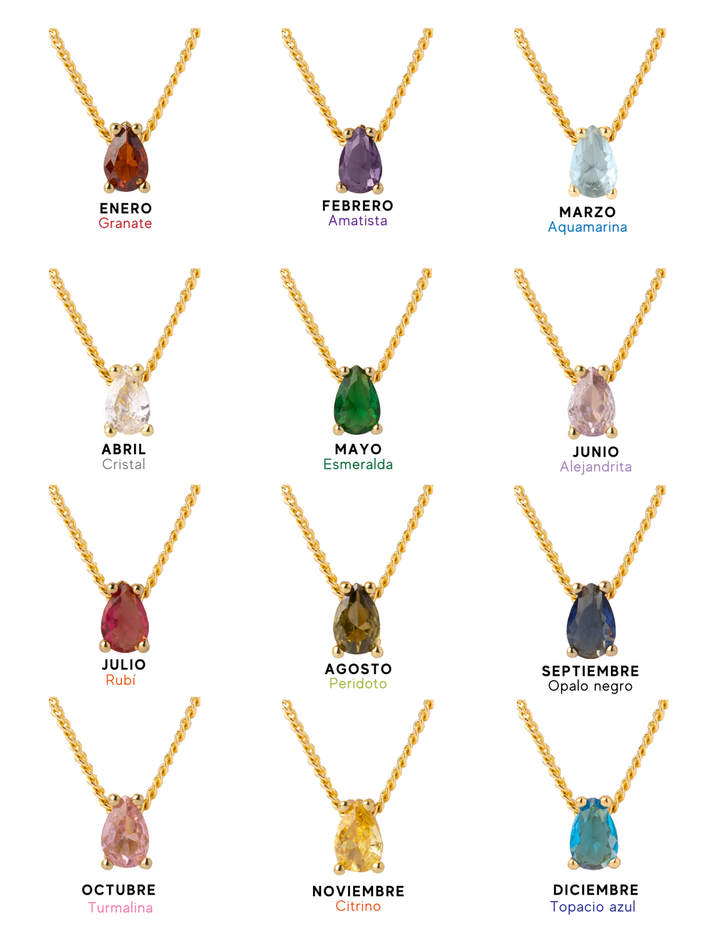 Collar Birthstone Gota Dorado