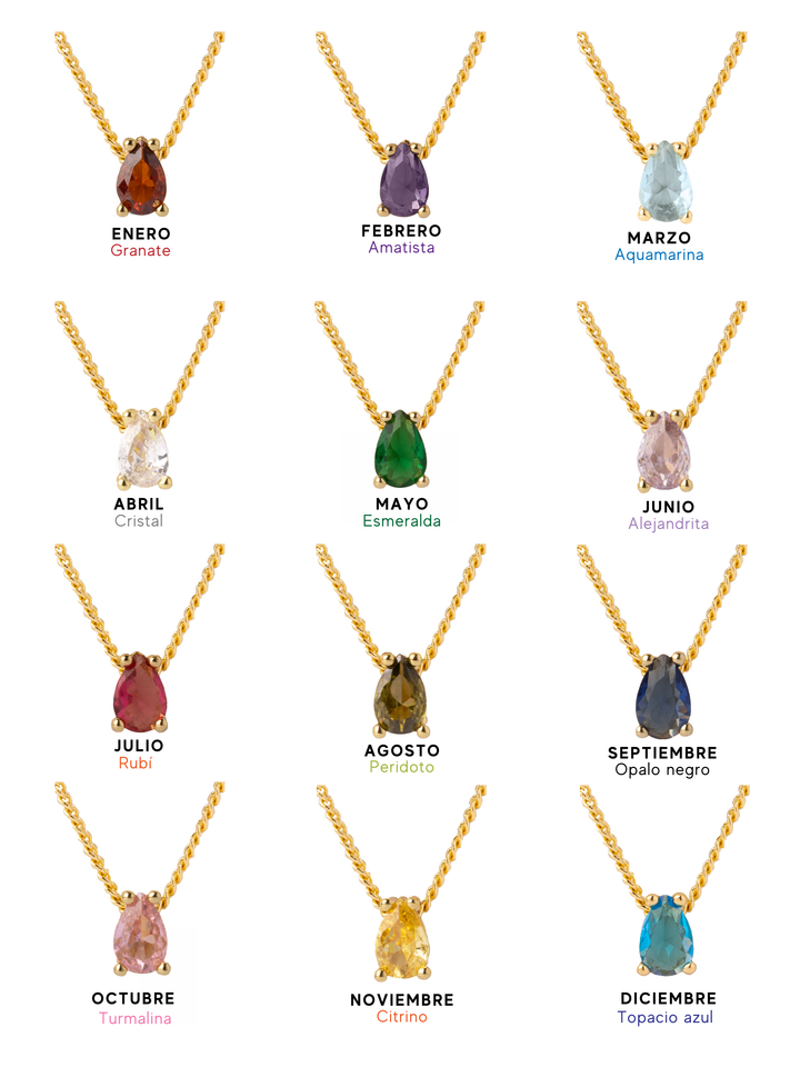 Collar Birthstone Gota Dorado