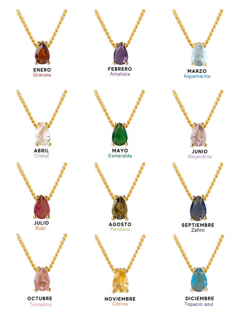 Collar Birthstone Gota Dorado
