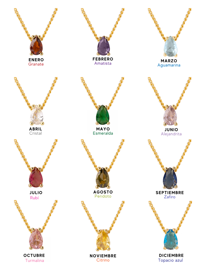 Collar Birthstone Gota Dorado