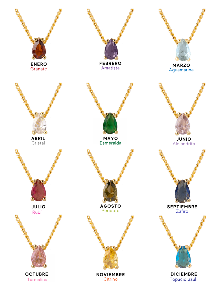 Collar Birthstone Gota Dorado