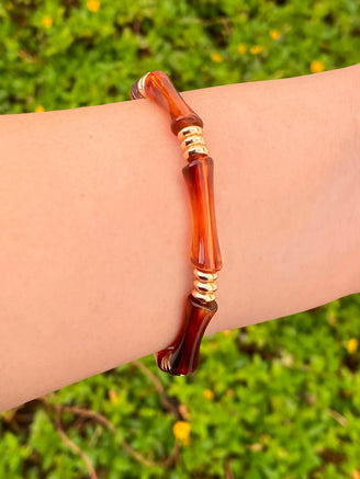 Pulsera Chunky Tipo Bambu Cafe