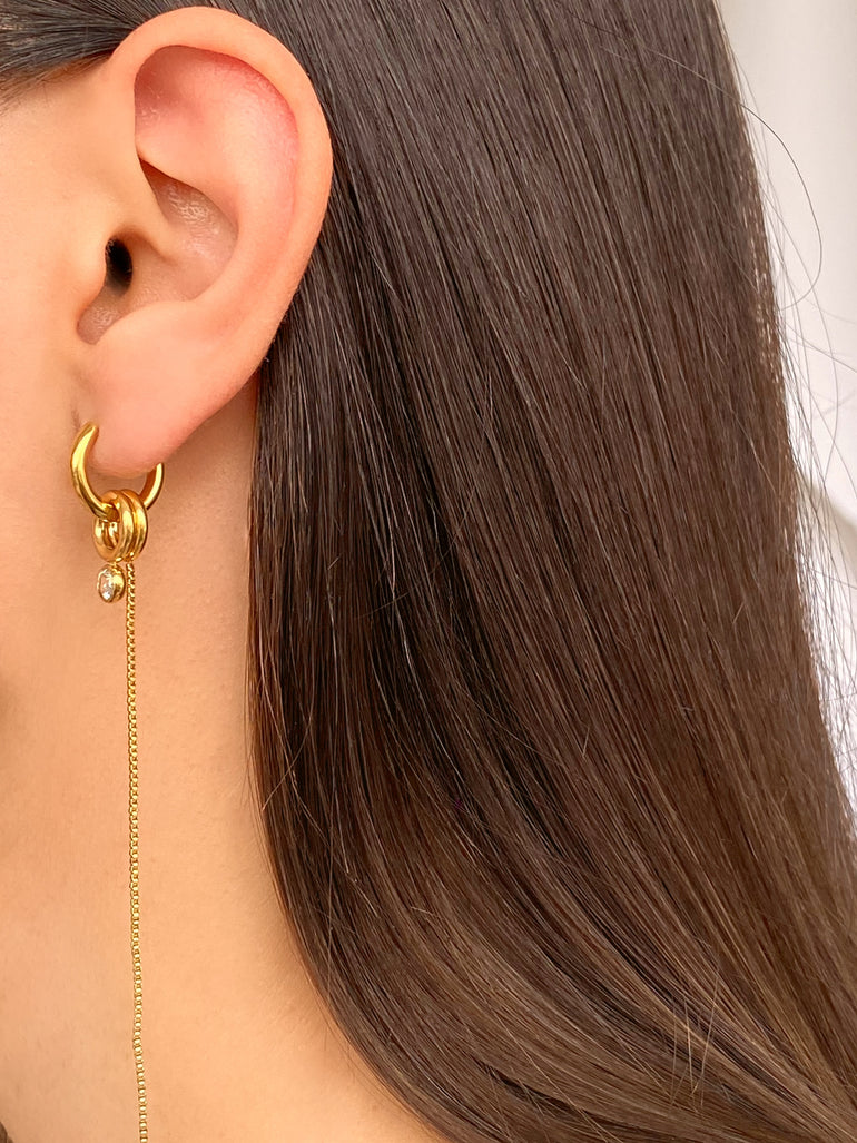 Par Arracada Con Aro y Tira 2 en 1