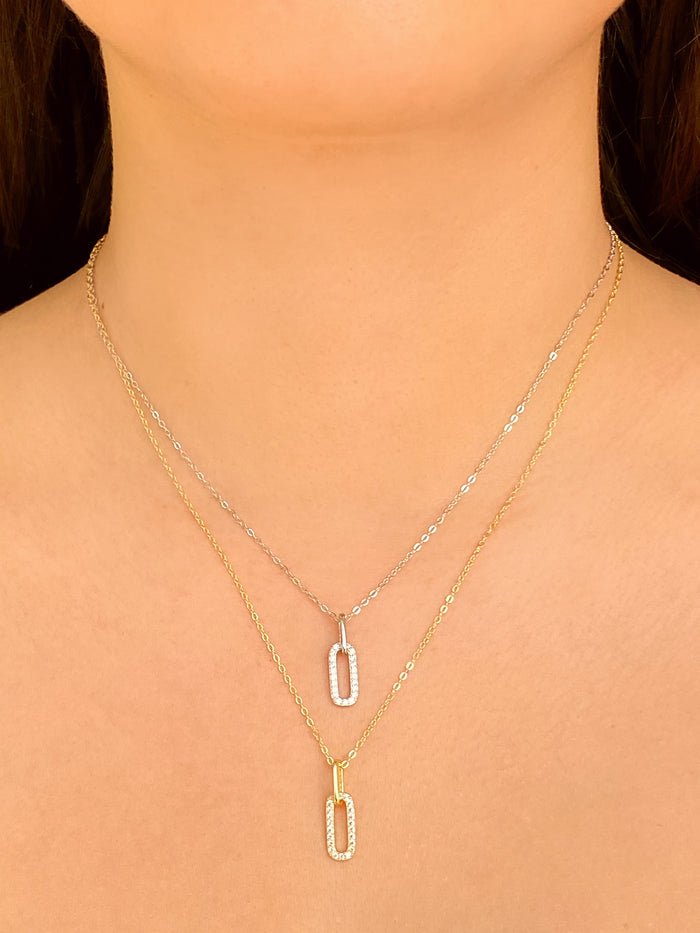 Collar Doble Eslabon Con Zirconias