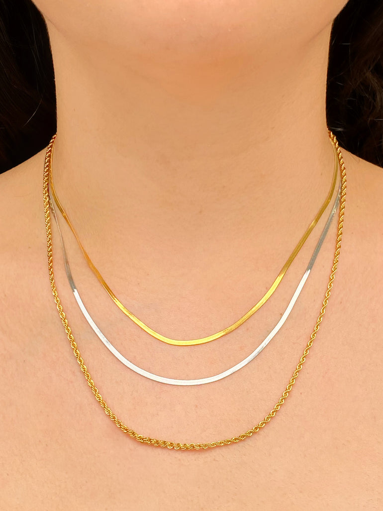 Collar Triple Planchado Y Trenzado Combinado