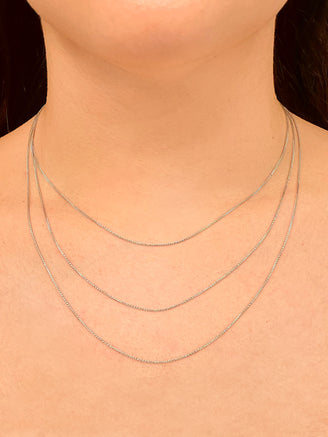 Cadena Delgada Tipo Espiga Oro Blanco 14k