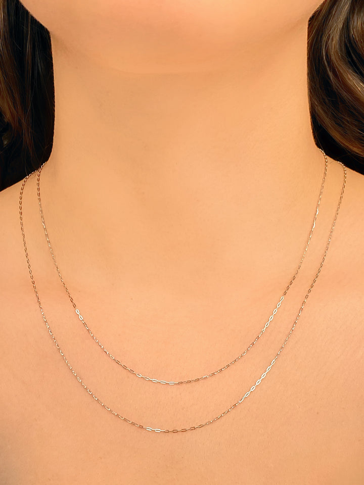 Collar Mini Eslabones Oro Blanco Oro 14k