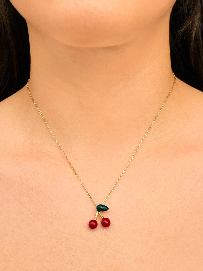 Collar Con Dije Cerezas