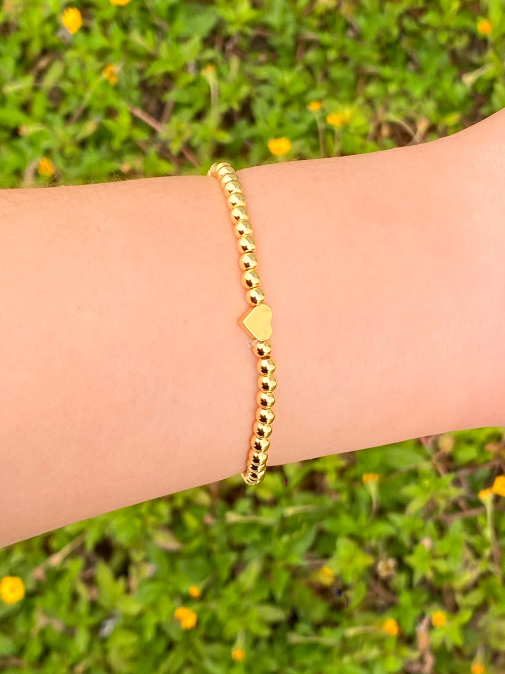 Pulsera Bolitas Con Corazon