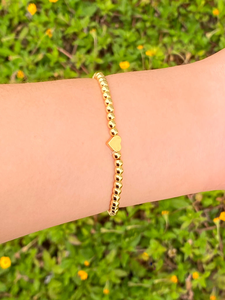 Pulsera Bolitas Con Corazon
