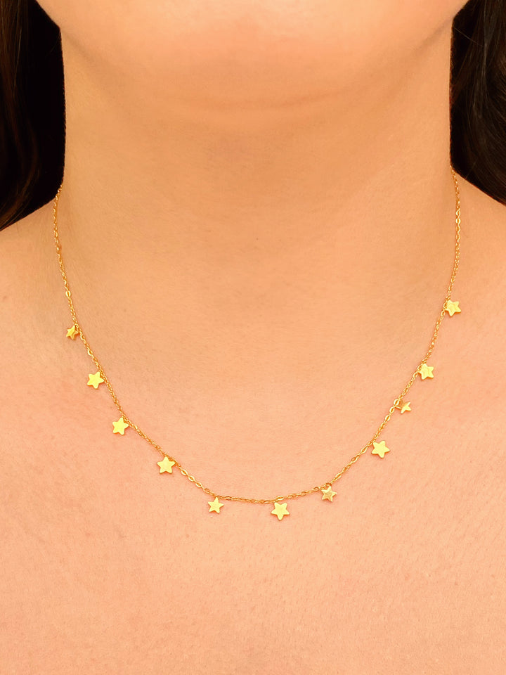 Collar Con Dijes Estrellas Lisas