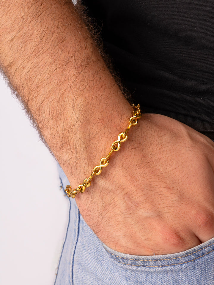 Pulsera Dorada Eslabones Tipo Infinito