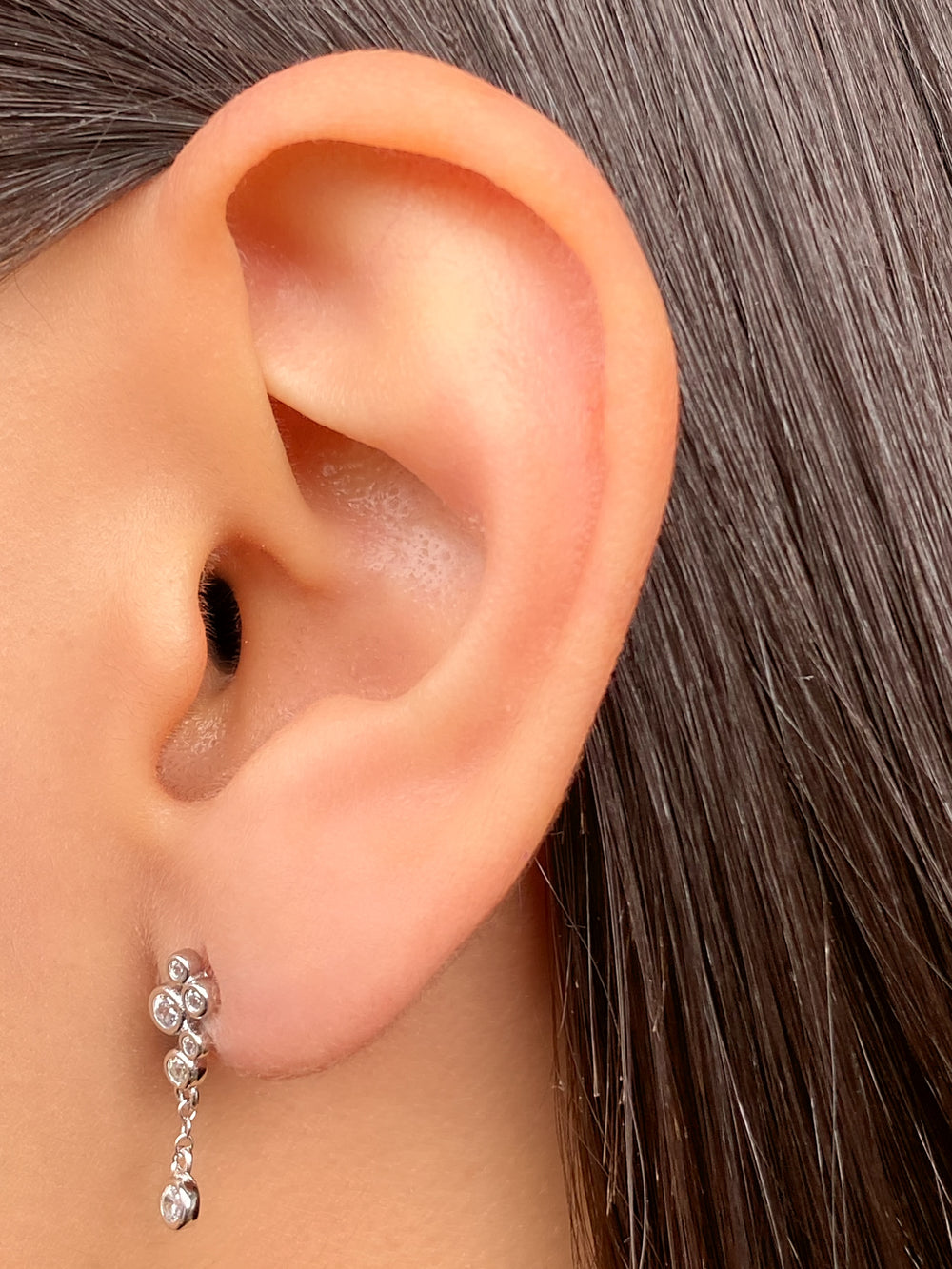 Par Arete Zirconias Redondas Con Colgante