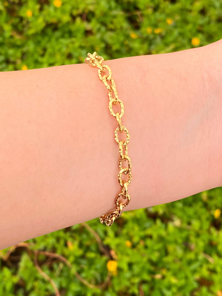 Pulsera Eslabones Ovalados Con Textura