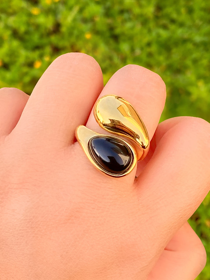 Anillo Doble Gota Chunky