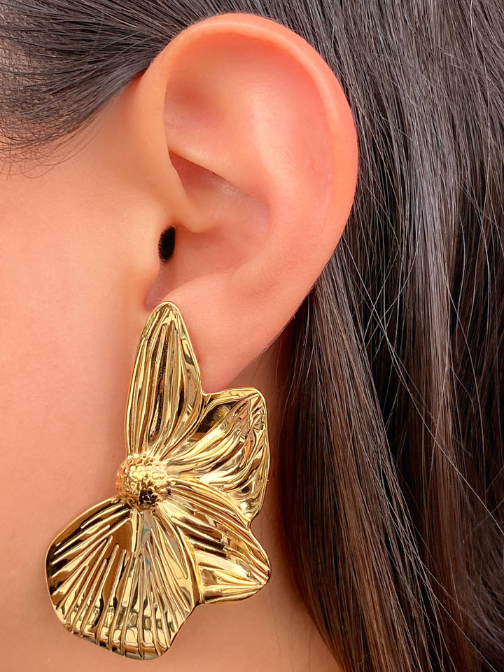 Par Arete Flor Texturizada Grande