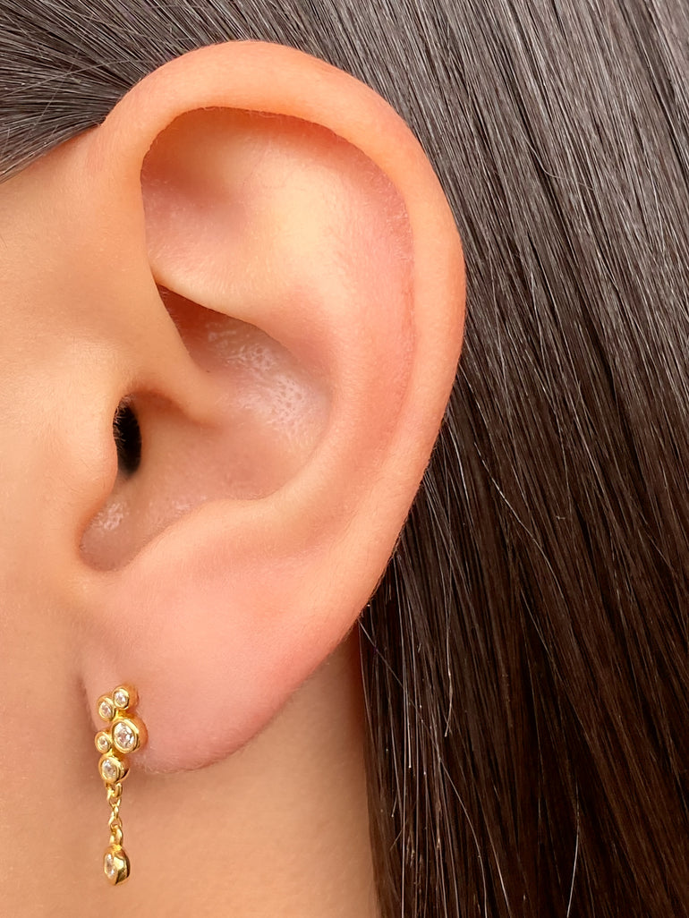 Par Arete Zirconias Redondas Con Colgante