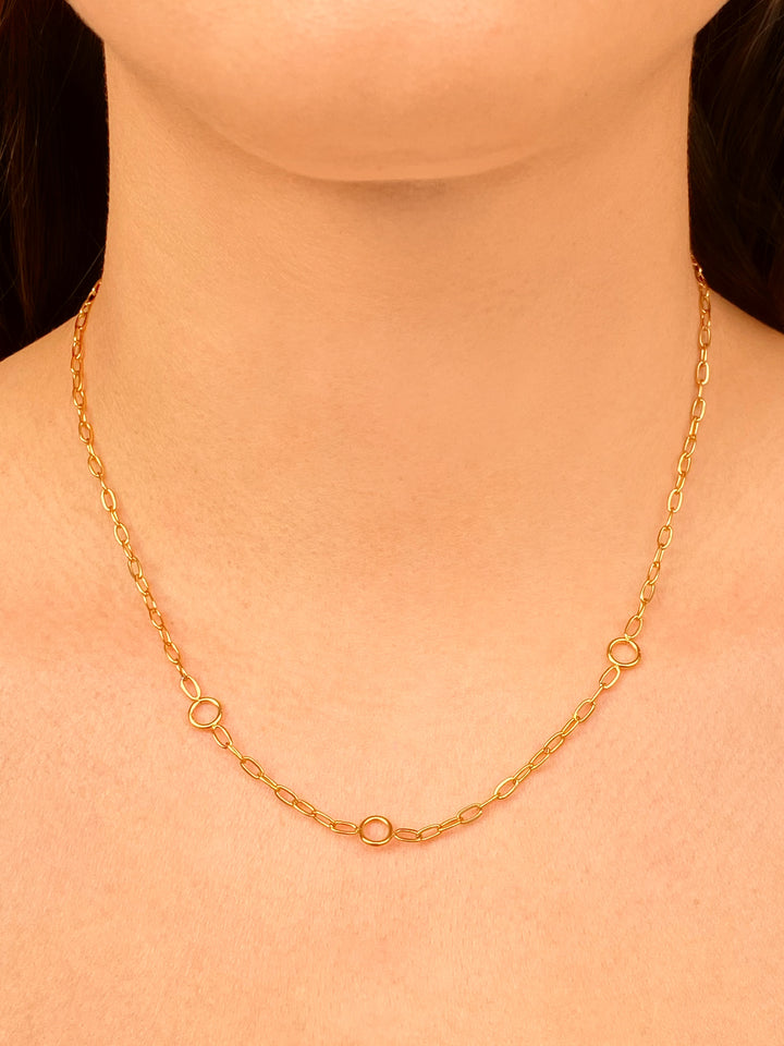 Collar Eslabon Ovalado Con Tres Circulos