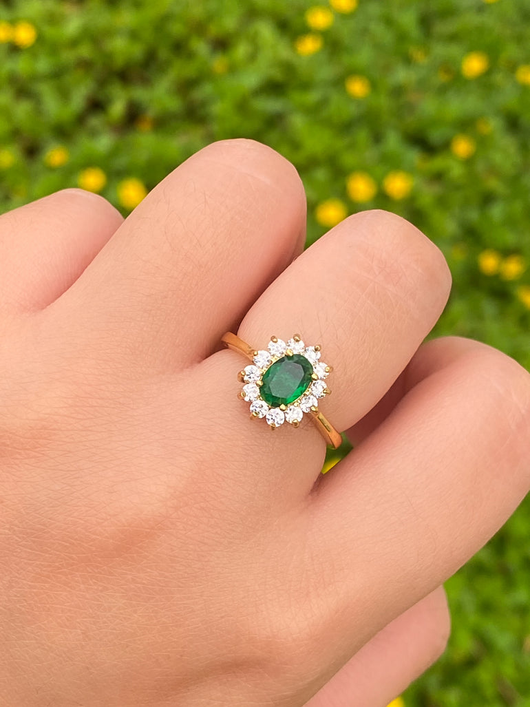 Anillo Con Zirconia Verde
