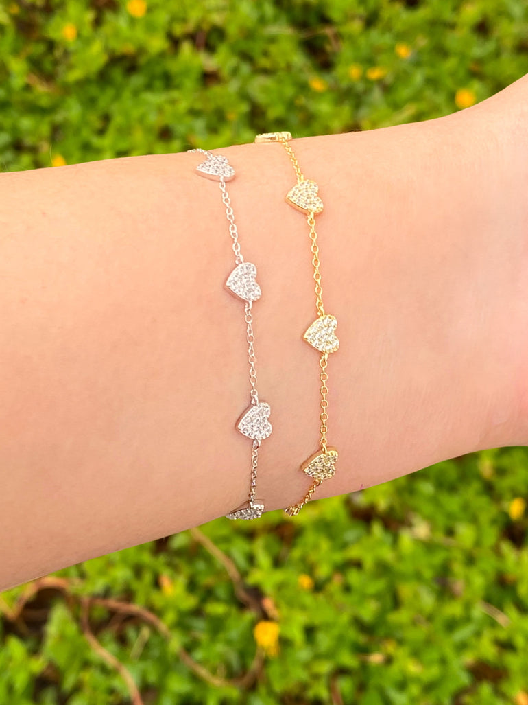 Pulsera Corazones Con Zirconias