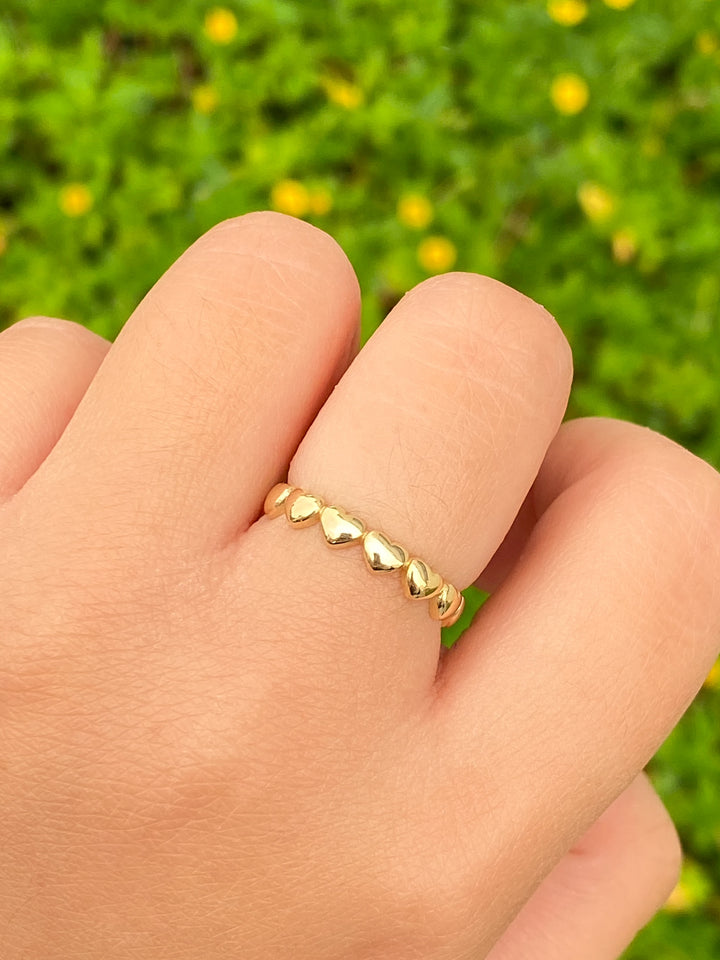 Anillo Corazones Oro 14k