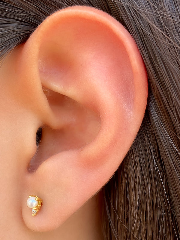 Arete Mini Zirconia Con Perla