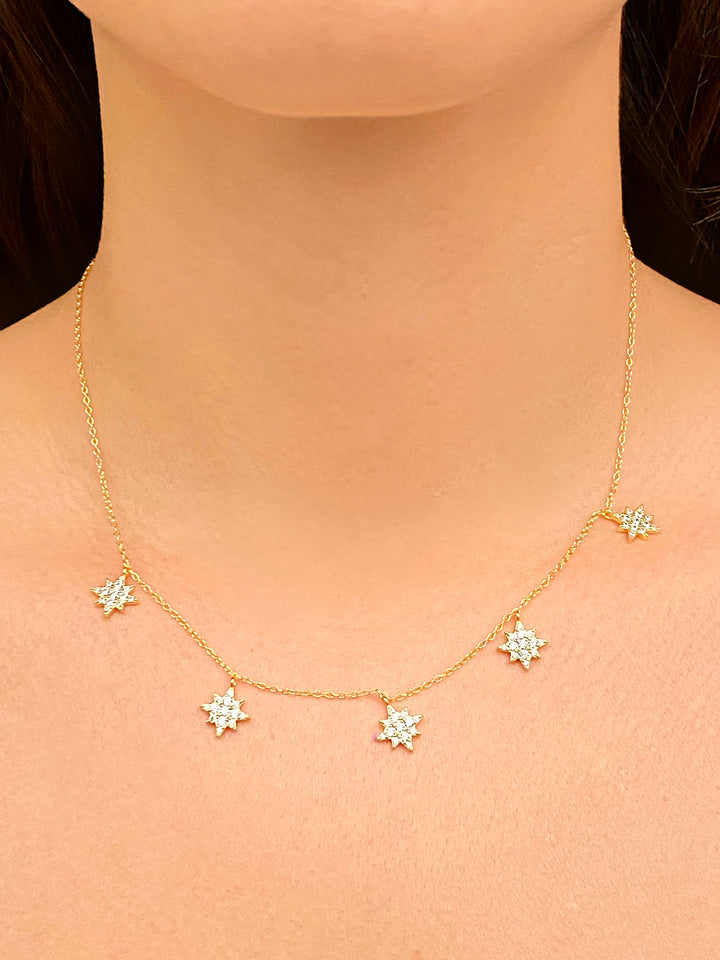 Collar Dijes Estrellas Del Norte Zirconias