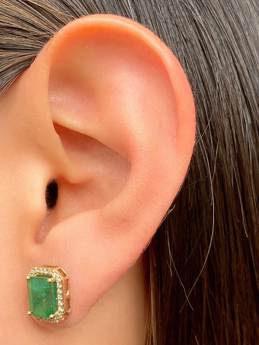 Par Arete Baguette Esmeralda Diamante 0.25 Ct