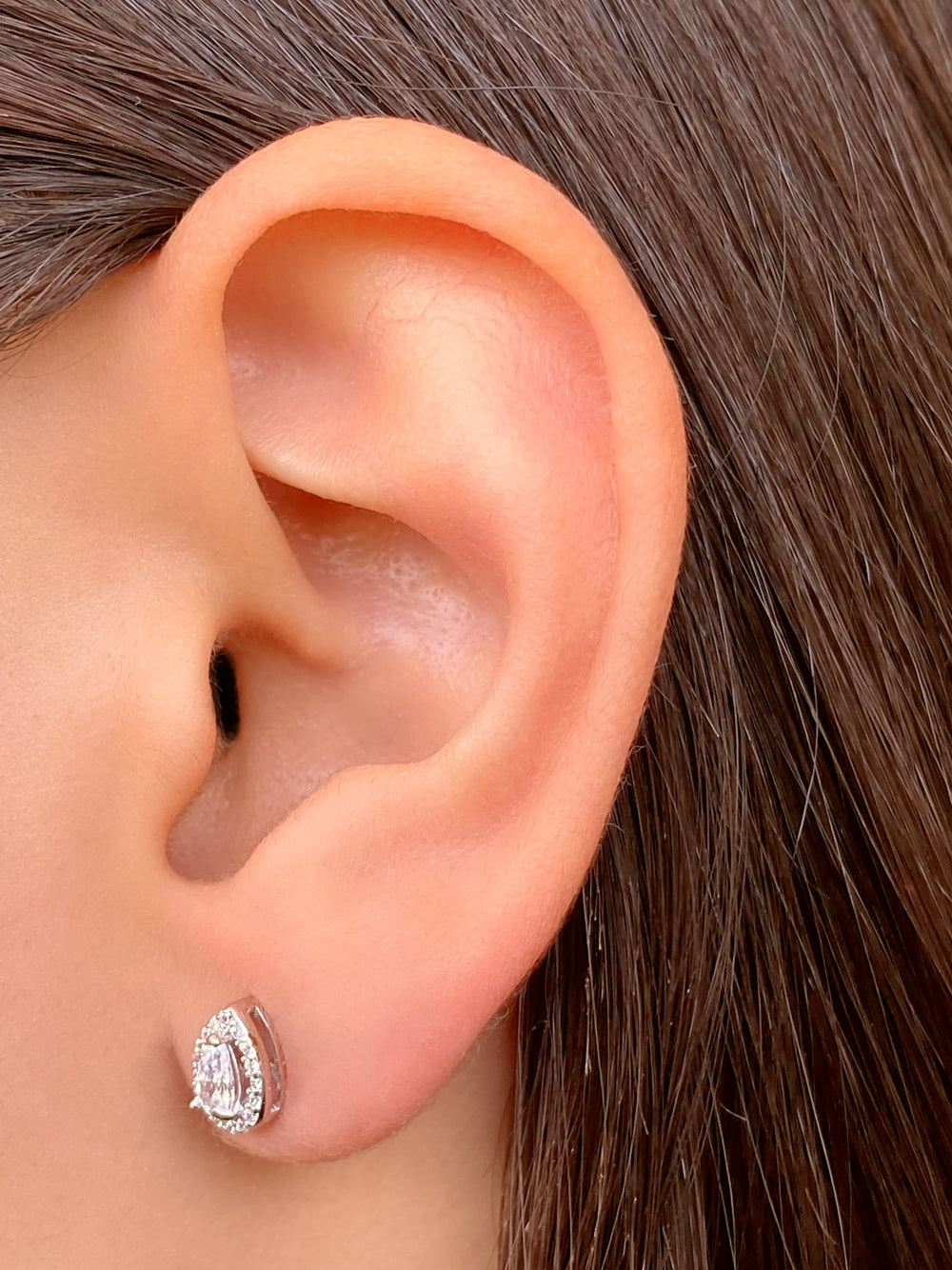 Par Arete Gota Con Linea de Zirconias 2 en 1