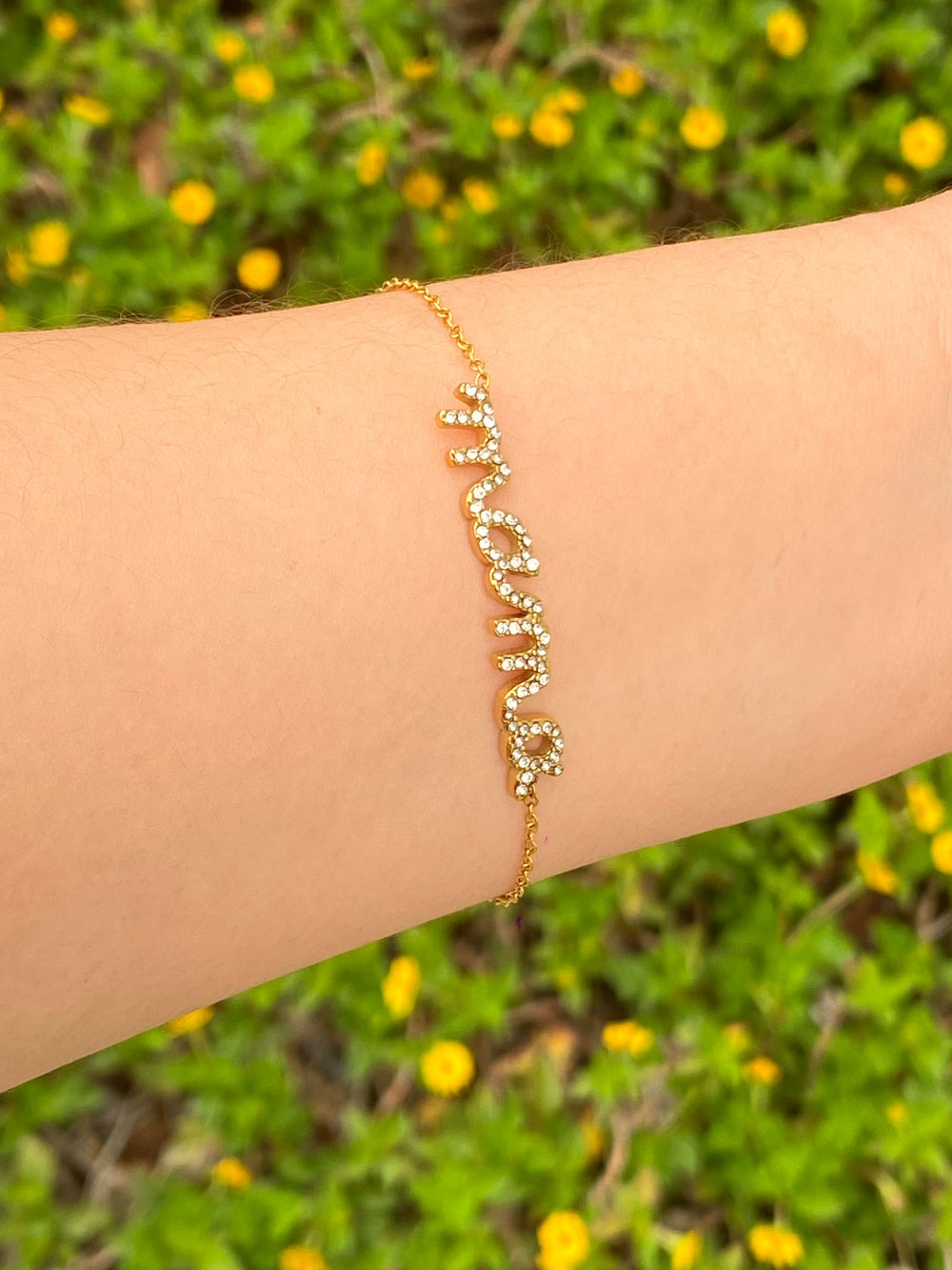 Pulsera Mama Cursiva Zirconias