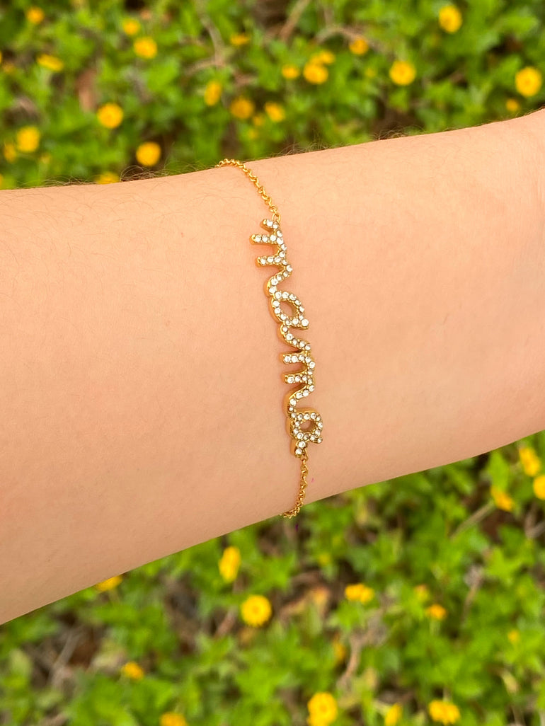 Pulsera Mama Cursiva Zirconias