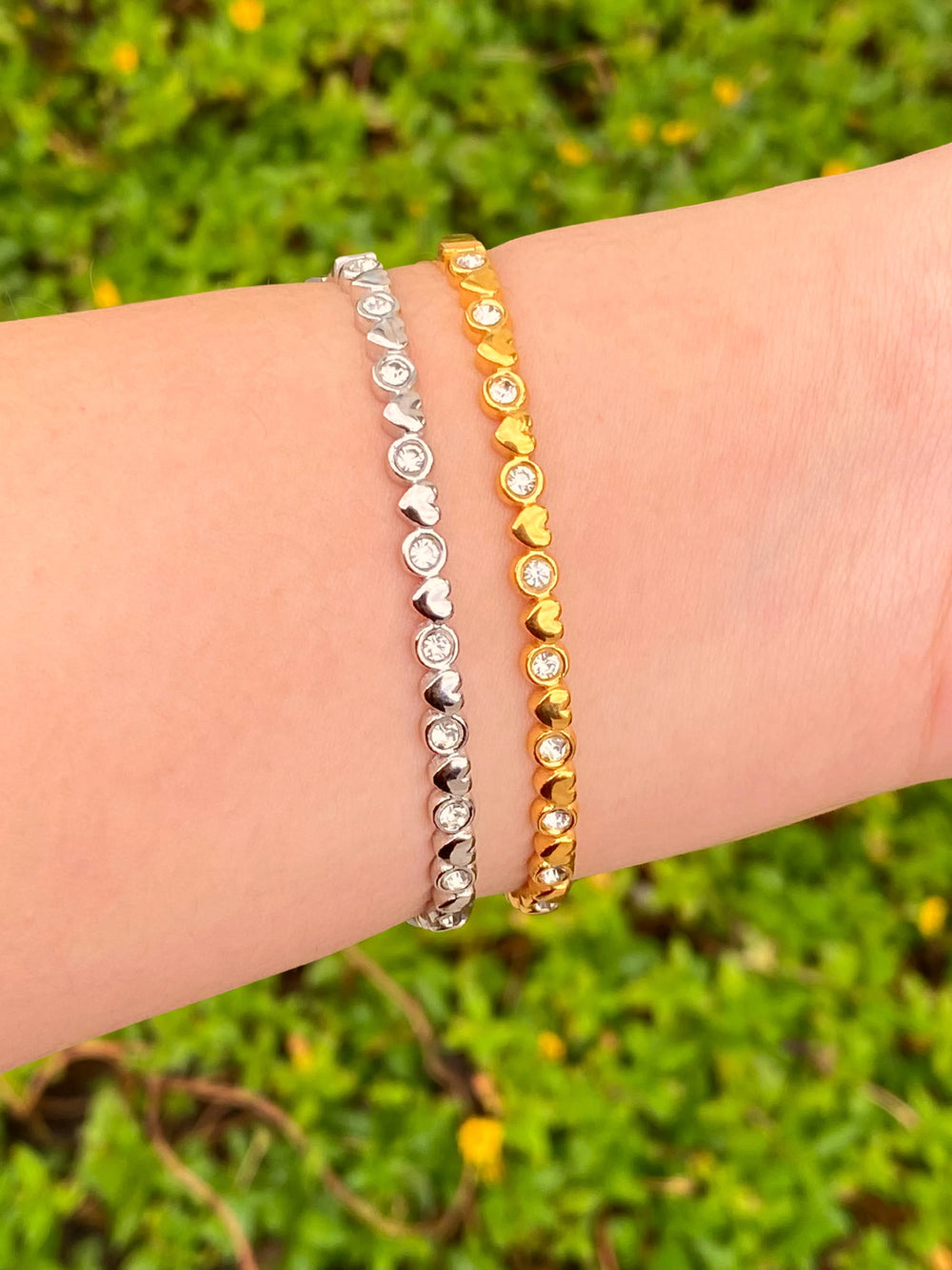 Brazalete Corazones Con Zirconias